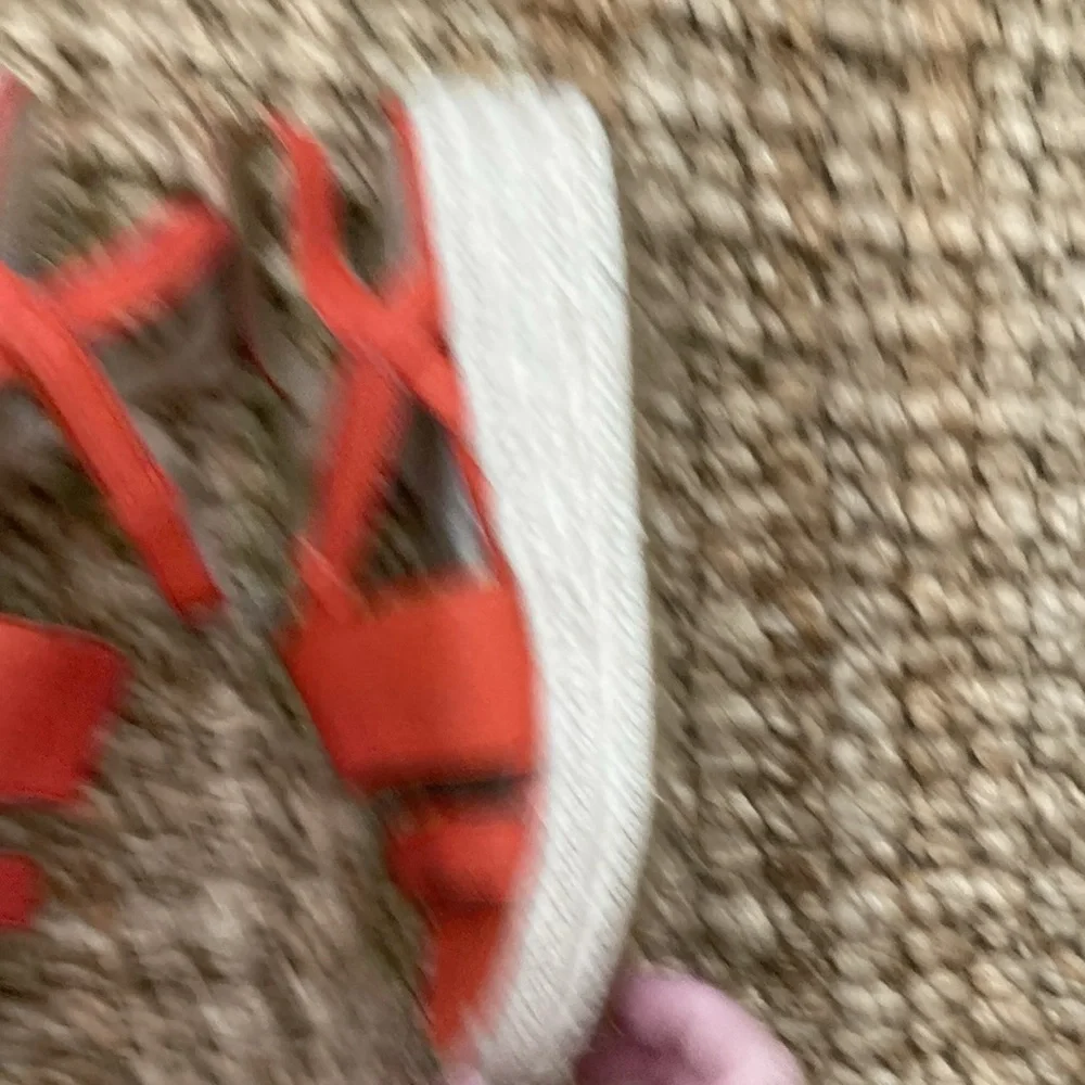 Eileen Fisher Devi Espadrille Strappy Leather Platform Shoe Womens Size 5 Orange